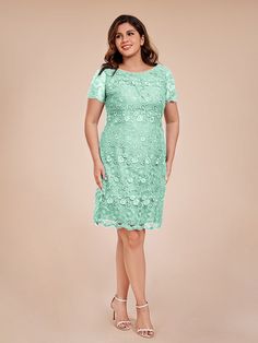 Introducing our elegant Column Short Sleeves Knee Length Lace Mother of the Bride Dress. Made with high-quality lace fabric and featuring a knee-length design with short sleeves, this dress is perfect for any special occasion. Feel confident and stylish on your big day with this stunning mother of the bride dress.    Attention!     The sleeves are see-through and unlined. (Refer to the picture below) Summer Mother Of The Bride Dress With Short Sleeves, Summer Short Sleeve Fitted Mother Of The Bride Dress, Summer Fitted Short Sleeve Mother Of The Bride Dress, Formal Short Sleeve Lace Dress For Summer, Fitted Short Sleeve Mother Of The Bride Summer Dress, Spring Mother Of The Bride Dress With Short Sleeves, Short Sleeve Lace Formal Dress, Formal Midi Dress With Lace Short Sleeves, Short Sleeve Lace Dresses With Lace Patchwork