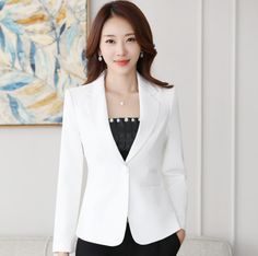 New Spring/ Fall Women One Button Jacket Casual Lapel Coats Suit Jacket Fashion ZXZ-M215 It is a Chinese brand,designed and made by China.   colors : white, yellow, red, rosy, brown, blue MATERIAL: Cotton Blend   Asian SIZE : S,M,L,XL,XXL,3XL,4XL,5XL     Condition: Brand new with tag. Item includes: 1pcs Jacket Notes: color differences allowed for light effects   Chinese sizes are different from others. Ages to fit are just for reference. Please choose the exact size of each body part measured by Centimeters.   Asian size S M L XL XXL 3XL 4XL Length(cm) 55 56 57 58 59 60 61 Bust(cm) 82 86 90 94 98 102 106 Shoulder(cm) 36 37 38 39 40 41 42 Sleeve Length(cm) 55 56 57 58 59 60 61 For Weight(kg) 40-45 45-50 50-55 55-60 60-65 65-70 70-75     Please allow 2-3cm error, manual measuremen PaymentDe Winter White Business Casual Blazer, White Business Casual Winter Blazer, White Long Sleeve Outerwear For Office, White Winter Business Casual Blazer, Winter Business Casual White Blazer, White Fall Office Blazer, White Fall Blazer For Office Wear, White Tailored Blazer For Office, White Single Button Blazer For Winter