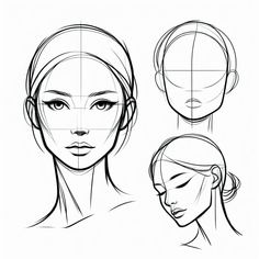 a woman's face and head with different angles