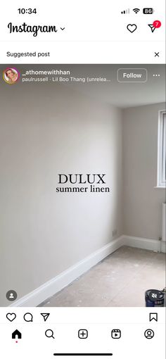 an instagram page with the words dulux summer inn on it's wall