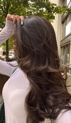 hair, beauty, dubai, khaleeji Rambut Brunette, Dark Brunette Hair, Long Brunette Hair, Brown Hair Inspo, Long Healthy Hair, Chocolate Hair, Hairstyles For Layered Hair, Long Dark Hair, Blowout Hair