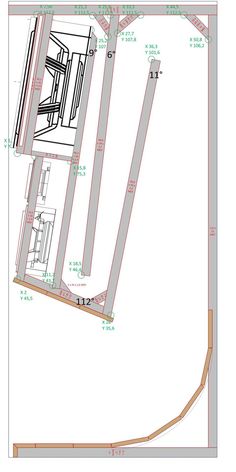 a drawing of the floor plan for a house with two floors and three doors,