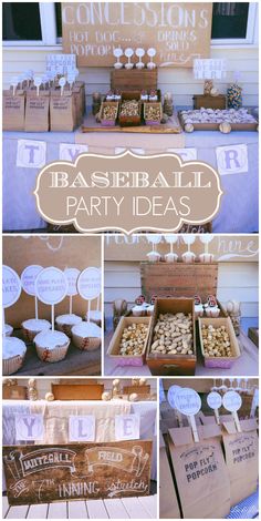 a collage of photos showing different types of desserts and cupcakes on display