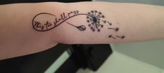 a woman's arm with a dandelion tattoo that says, be the little things