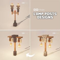 four different angles of a lamp post with lights on it and the text overlay reads, 60 cheap lamp posts designs