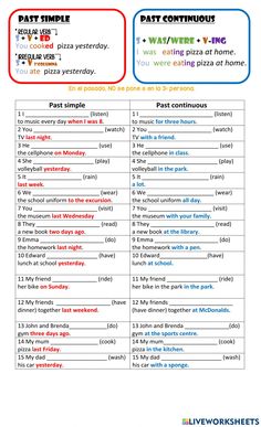 two different types of words that are used to describe the past and present tenses