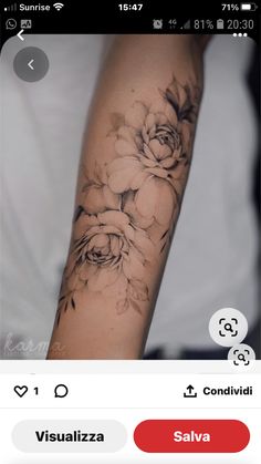 a woman's arm with flowers on it and the words, visualiza salva