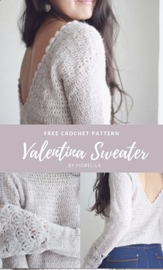 the free crochet pattern for this sweater is available in sizes ranging from small to large