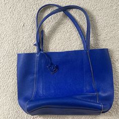 Questions? Leave A Comment Below! Large Leather Tote Bag, Large Leather Tote, Leather Tote Bag, Womens Tote Bags, Cobalt Blue, Blue And Silver, Cobalt, Leather Tote, Color Blue