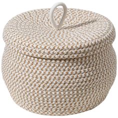 a large round basket with handles on the top and bottom, made out of woven material