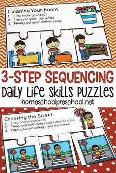 three step sequence puzzles for children to learn how to use them in the classroom