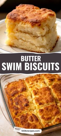 buttery biscuits on a plate with text overlay