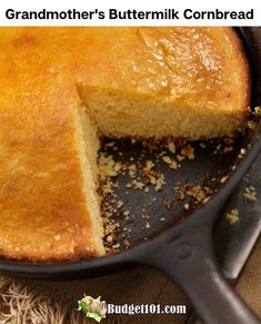 a close up of a cake in a pan with a slice taken out of it