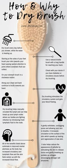 Why you need to start dry brushing asap! Benefits for skin, circulatory, lymphatic, and mental health! #drybrushing #naturalbeauty #skinhealth Natural Bristle Brush, Tongue Health, Apothecary Cabinet, Health Signs, Trening Abs, Dry Brushing, Health And Beauty Tips, Body Health