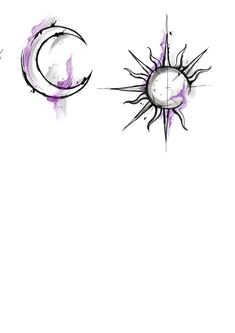 the sun and moon are drawn with ink