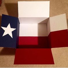 an open box with the american flag painted on it