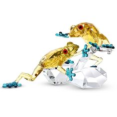 Swarovski Crystal Crystal Paradise Frogs Figurine 5522680 Dynamic Pose, Swan Logo, Frog Figurines, Crystal Figurines, Tropical Rainforest, Beach Umbrella, Glass Figurines, Blue Decor, For Lovers