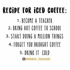 the recipe for iced coffee is shown in black and white