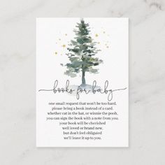 a christmas card with the words look up baby and a pine tree on it's side