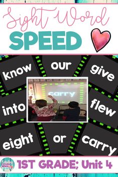 the sight word speed poster is shown