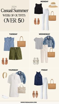 2024 Must-Have Summer Wardrobe Essentials Over 50 — THE DAILEIGH Shorts Capsule Wardrobe, Summer 2024 Capsule Wardrobe, Mode Ab 50, Spring Summer Capsule Wardrobe, Stylish Outfits For Women Over 50, Clothes For Women Over 50, Casual Summer Outfits For Women, Casual Summer Wear