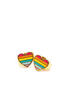 Love is love is love! Wear these as a reminder to yourself, and others. Great for Pride Month, pride gear, and all year round LGBTQ+ acceptance, solidarity, and lo.Pair of 2 micro metal stud earringsImpossibly tiny + cute size!18kt gold plating w/ colored enamelNickel and lead freeComes in a gift... Lgbtq Acceptance, Reminder To Yourself, Pride Heart, Lgbtq Rainbow, Artist Gifts, Love Is Love, Halloween Boo, Unisex Jewelry, Pride Month