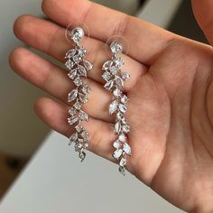 Brand New Bought For My Wedding But Never Worn. Cubic Zirconia Bridal Earrings, Diamond Earrings Wedding, Earring Wedding, Bride Earrings, Diamond Earring, Silver Earrings Dangle, Earrings Dangle, My Wedding, Bridal Earrings