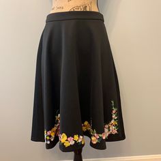 New With Tags, Size 6 Black A-line Skirt For Spring, Fitted Black Skirt For Spring, Laser Cutout, Striped Midi Skirt, Bubble Skirt, Catherine Malandrino, Black Pencil Skirt, Faux Leather Skirt, Cut Out Design