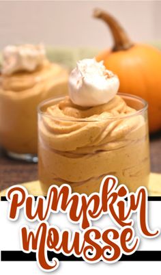 pumpkin mousse dessert with whipped cream on top