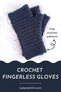 the crochet fingerless gloves pattern is shown with text overlay