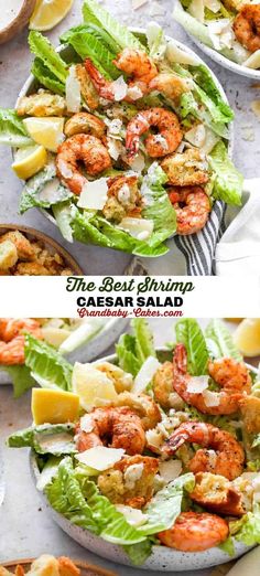 shrimp salad with lettuce and lemon wedges