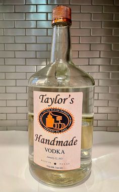 a bottle of taylor's handmade vodka