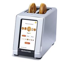 a toaster with two pieces of bread in it