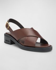 Latest Sandal, Sporty Sandal, Miuccia Prada, Prada Leather, Slingback Sandals, Leather Sandals Women, Slingback Sandal, Black Sandals, Women's Shoes Sandals