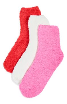 Bliss out in the cozy comfort of plush ankle socks just right for lounging at home. Pack of three assorted pairs Cotton/polyester/elastane Machine wash, tumble dry Imported Women's Clothing Cozy Socks, Gift Kit, Diy Kits Gift, All Craft, Free Gift Wrapping, China Fashion, Cozy Knits, Comforters Cozy, Ankle Socks