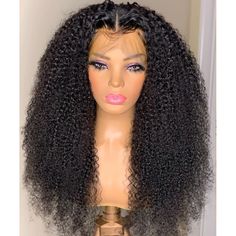 Glueless Soft 26“ 180Density Long Kinky Curly Lace Front Wig For Women BabyHair Natural Black Balayage Dark Roots, Curly Lace Frontal, Curly Lace Wig, Top Wig, Hair Color Chocolate, Pixie Wig, Affordable Wigs, Black Curly, Curly Lace Front Wigs