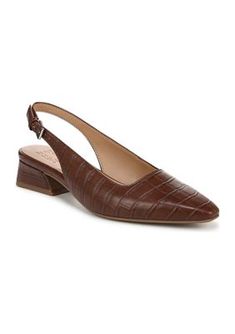 The Ginger Slingbacks from Naturalizer are crafted out of textured faux leather. | Naturalizer Women's Ginger Slingbacks, Brown, 8.5M Brown Slingback Sandals For Office In Spring, Spring Brown Slingback Sandals For Office, Spring Office Brown Slingback Sandals, Brown Synthetic Slingback Pumps, Formal Faux Leather Slingback Pumps, Ginger Women, Designer Flats, Slingbacks, Ginger