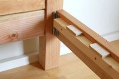 a close up of a drawer with wooden handles