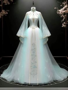 Spring Fantasy Clothing, Anime Dress Reference, Princess Ball Gowns Fantasy Fairytale, Anime Gown, Beautiful Elegant Dresses, Anime Wedding Dress, Ball Gowns Fantasy, Tea Dresses, Ancient Dress