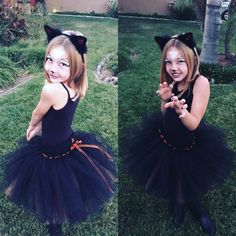 Black Cat Costume for little girls. Kitten Costume, Cat Girl Costume, Cat Costume Kids, Black Cat Costume, Mom Halloween Costumes, Kitten Costumes, Mom Costumes, Black Cat Costumes, Hallowen Ideas