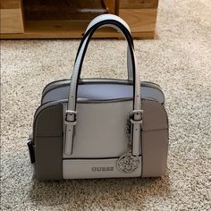 Brand New! Super Cute, Open To Offers White Satchel With Silver-tone Hardware For Errands, Bags Guess, Guess Purse, Guess Purses, Guess Bags, Mini Bags, Kate Spade Top Handle Bag, Gray White, Mini Bag