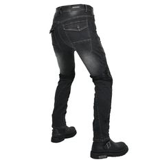 Upgrade your biker style with our Retro Motorcycle Meshed Off-Road Racing Jeans. Made with high-quality meshed fabric, these jeans offer maximum breathability and comfort while providing a slim fit style. Perfect for your all-season rides, these jeans are a must-have for any motorcycle enthusiast. CE Certified Knee Hip Protective Pads ⇨ The knee and hip pads are detachable and easy to mount. Insert them into their special pockets for added protection on the road. Reinforced Stitching ⇨ The pants feature reinforced stitching in critical areas to strengthen the connected parts. Knee and Lower Back Stretchable Pleats ⇨ The pleats on the lower back and on the knee contribute to the jeans’ stretchiness. Pursue that active lifestyle! Don’t let your pants restrict you from the things you want to Leather Motorcycle Gloves, Motorcycle Jeans, Motorcycle Pants, Hip Pads, Denim Vests, Motorcycle Vest, Retro Motorcycle, Motorcycle Leather, Genuine Leather Jackets