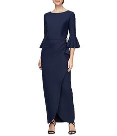 Women's Formal Dresses & Evening Gowns | Dillard's Long Sheath Dress, Dress Formal Wedding Guest, Formal Wedding Guests, Dress With Bell Sleeves, Sheath Gown, Tulip Skirt, Alex Evenings, Evening Dresses Cocktail, Column Gown