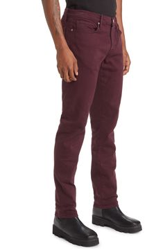 Soft stretch denim refreshes the look and feel of all-occasion jeans cut with a classic mid-rise and modern slim fit that still gives you room to move. 33" inseam; 13" leg opening; 9" front rise; 14" back rise (size 29) Zip fly with button closure Five-pocket style 93% organic cotton, 5% elasterell-p, 2% elastane Dry clean or machine wash, tumble dry Made in the USA of imported fabric Men's Clothing Fitted Jeans For Business Casual, Stretch Full Length Jeans For Business Casual, Modern Fitted Straight Leg Jeans, Fitted Straight Leg Jeans For Business Casual, Fitted Bottoms For Casual Fall Gatherings, Fitted Bottoms For Fall Casual Wear, Slim Fit Full Length Cotton Jeans, Stretch Jeans For Business Casual, Casual Mid-rise Jeans For Fall