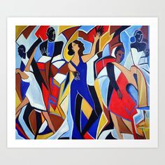 a painting of women dancing in different colors