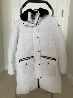 Michael Kors authentic  Winter jacket Size M Excellent condition Mk Jacket Michael Kors Coats, White Michael Kors Jacket, White Hooded Parka With Double-lined Hood, Classic Winter White Outerwear, White Winter Outerwear With Detachable Hood, White Long Sleeve Outerwear For Winter, Winter White Outerwear With Double-lined Hood, Winter White Outerwear With Double-lined Hood For Cold Weather, White Outerwear With Double-lined Hood For Winter