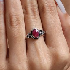 "Ruby Ring / 925 Sterling Silver Ring / July Birthstone Ring / Gemstone Ring / Handmade Ring / Dainty Ring / Women Ring / Anniversary Gift  Gemstone Name - : Ruby  Stone Quality - AAA Ring Wight - 2.06 gm   Stone Shape - As shown in the picture Ring Size - All Ring Size Available You'll get the exact product as shown in the pictures We serve complete 925 sterling silver Jewelry and genuine properties of the stone. The products are dispatched from the small business from USA. Product Quality and Packaging - Our all products are 925 Silver Stamped which shows that the product is genuine and authentic .The products are dispatched from the small business from USA so you get the product on time and the product packaging comes in bubble foil wrap with all the precautions taken primarily that you Spiritual Sterling Silver Ruby Promise Ring, Sterling Silver Ruby Ring With Stone Setting, Adjustable Round Ruby Ring Stamped 925, Sterling Silver Ruby Ring With Open Setting, Sterling Silver Open Ring With Ruby Stone Setting, Sterling Silver Open Ruby Ring, July Birthstone Ring, Ruby Bands, Hippy Gifts