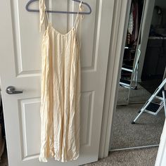 Never Worn! Just Needs A Steam Iron & Good To Go. Beige Jumpsuits And Rompers For Summer Daywear, Cream Sleeveless Jumpsuit For Day Out, Sleeveless Cream Jumpsuit For Day Out, Beige Jumpsuits And Rompers For Spring Daywear, Cream Jumpsuits And Rompers For Summer Beach, Summer Cream Jumpsuits And Rompers For Beach, Spring Beige Maxi Dress For Loungewear, Cream Jumpsuits And Rompers For Summer Loungewear, Cream Jumpsuits And Rompers For Spring Beach Outings