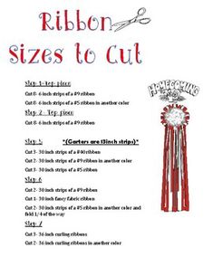 the instructions for ribbon sizes to cut