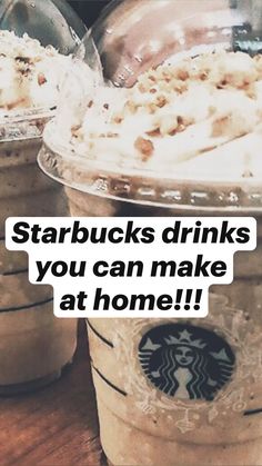 two starbucks drinks with the caption starbucks drinks drinks you can make at home?